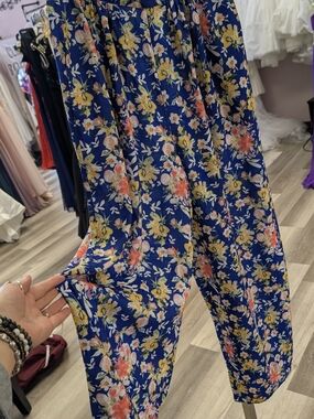 Tularosa Royal Blue Floral Wide-Leg Pants